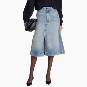 Khaite Charlene Denim Midi-Skirt - NWT